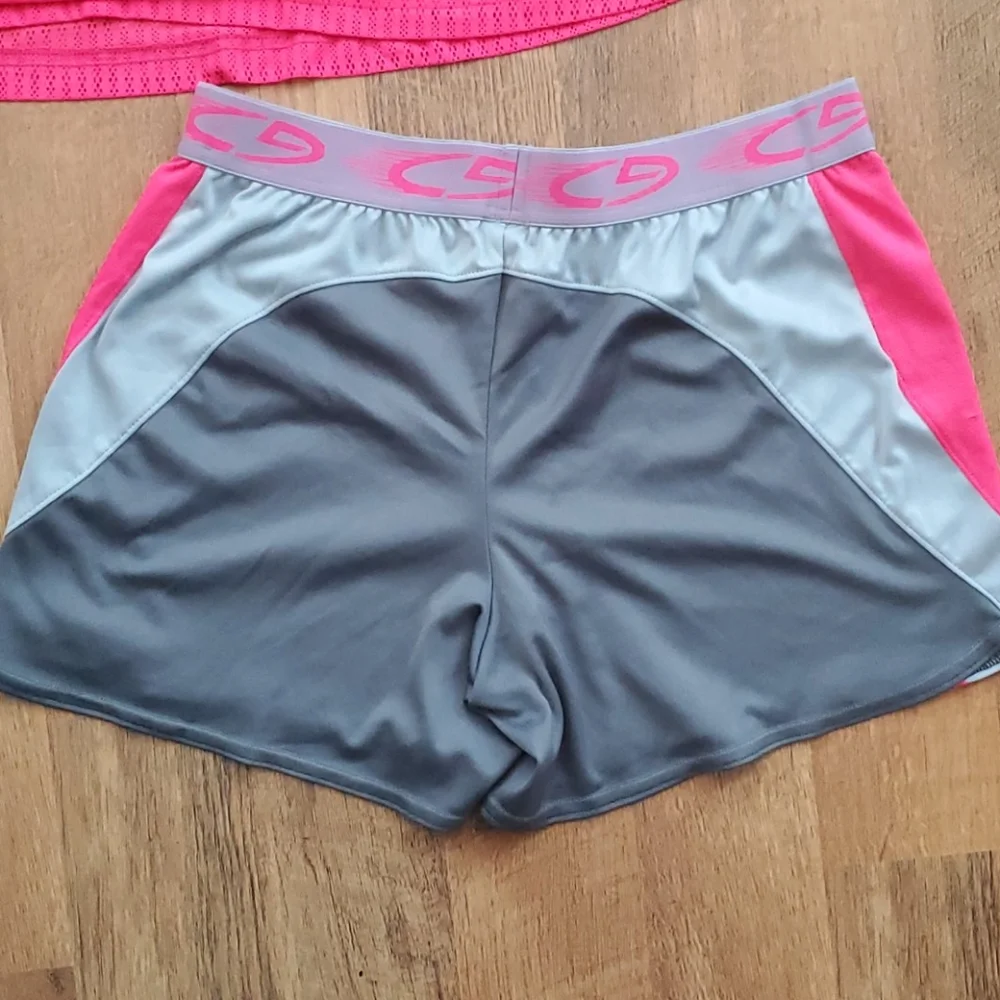 C9 Champion Girls Pink Athletic Mesh Tank Top and Grey Shorts Outfit Girls 14-16